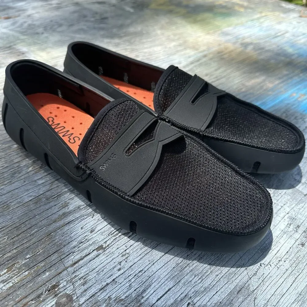 SWIMS Men’s 10 Penny black mesh breathable slip on casual loafer shoes